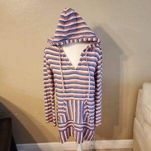 Colorful striped hoodie dress.